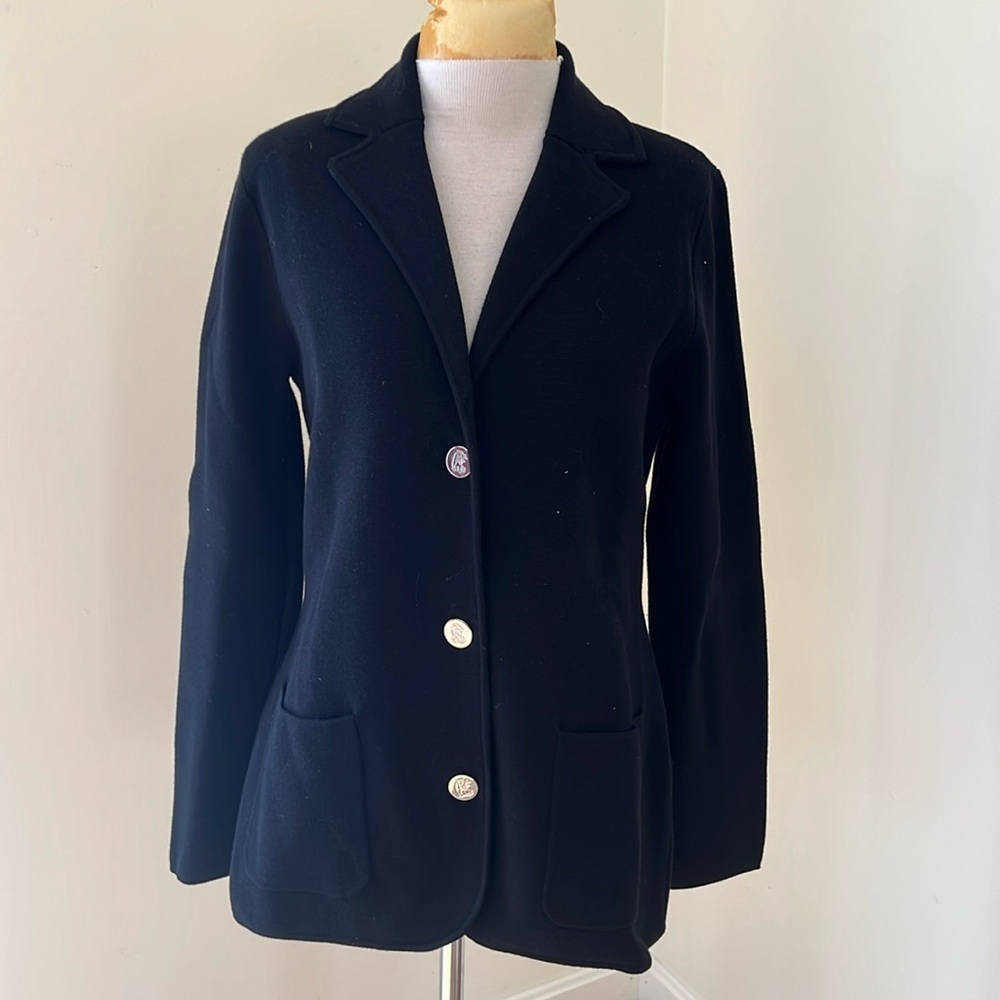 New! Chaps black large front button jacket with pockets.